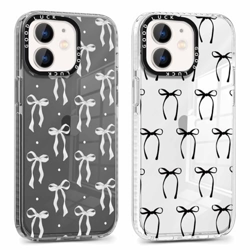 Xylota 2 Stück Transparent Handyhülle für iPhone 11 6,1 Hülle, Durchsichtig Case Muster Aesthetic Schleifen Mädchen Frauen Schutzhülle, Weich Silikon TPU Bumper Stoßfeste Cover für iPhone 11,02