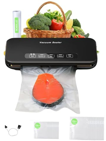 Choisonye Vacuum Sealer Automatic Fast-Compact Machine 85Kpa Powerful Suction Efficient Food Preservation with Vacuum Sealer Bags & Cutter for Dry/Moist Food Fresh Preservation
