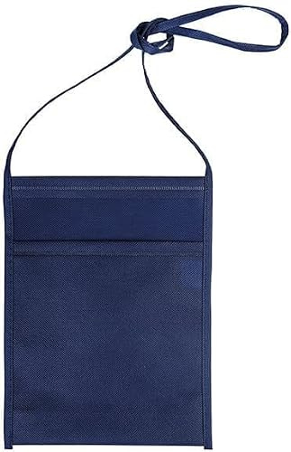 pubblienne 50 Tasca Portabicchieri con Tracolla - Sacca Porta Calici in TNT 18x23 cm - Porta Bicchieri da Collo in Diversi Colori - Idea Regalo Feste, Sagre e Degustazioni (Blu, 50 Standard)