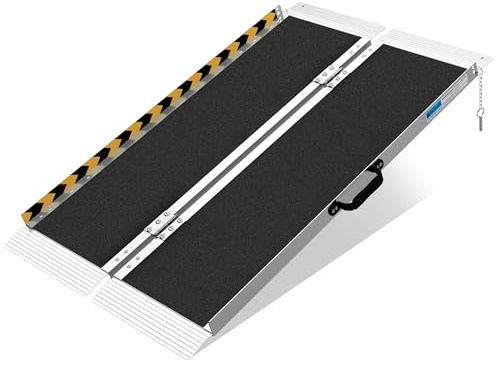 Portable Foldable Aluminum Wheelchair Ramp 4FT, 48x29x2, 600lb Capacity, for Home & Car, with Rubber Traction & Stainless Steel Hinges