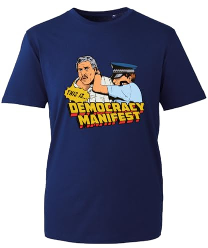 This is Democracy Manifest T-Shirt, Succulent Chinese Meal Funny Top T Shirt, Know Your Judo Well Tee (Navy, L)