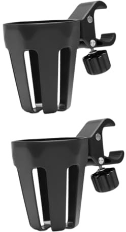 Yardwe 2pcs Stroller Cup Holder for Bottle and Coffee Cup Drink Holder with Firm Structure for Walker Bicycle Handlebar Pram Buggy and Rolling Walker Accessories