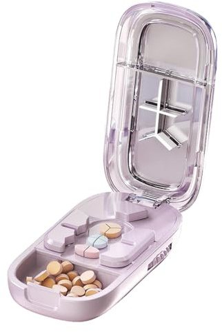 Tagliapillole Con Centratura,Tagliapastiglie Portatile Compatto Da Viaggio - Accessorio Per Anziani Con Difficoltà Di Deglutizione Per Casa E Viaggio