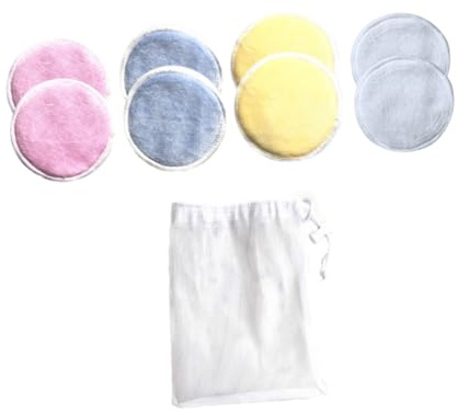 DRESSOOS 8 pièces Coton Démaquillant Lavable Réutilisable Trois Couches Doux Écologique avec Sac de Rangement pour Nettoyage Visage et Soin Peau