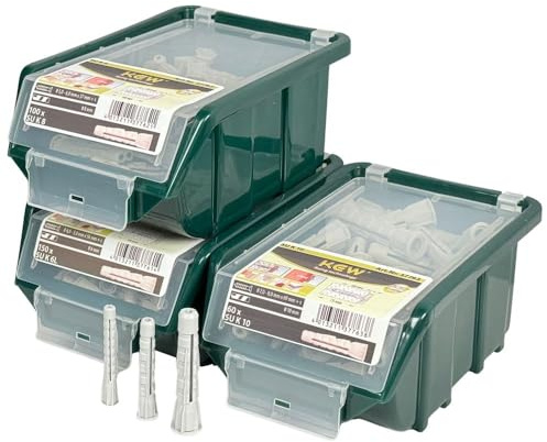 KEW - Set 3 x Super-Universal-Kragendübe - SU K in Ecobox - ø6x51-150 St. / ø8x51-100 St. / ø10x61-60 St. - universell einsetzbarer Nylon-Dübel für Beton, Platten, Stein, etc.