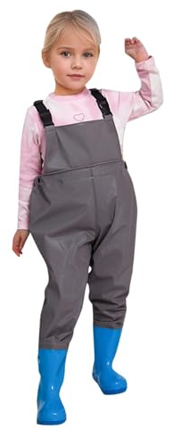 WWricotta Unisex Youth Fishing Waders - Waterproof Chest Waders with Boots, for Children 4-8 Years, Olive