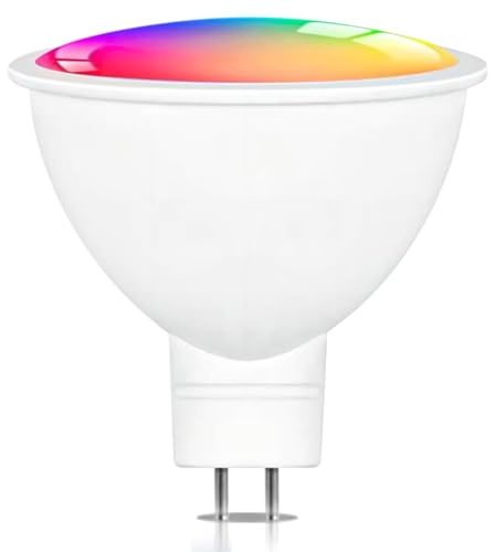 Qomcsrl Lampadina Intelligente TUYA WiFi MR16/GU5.3 Faretto per Mobiletto Lampadina RGBCW 12V Lampada LED Dimmerabile Controllo Vocale per La Casa Faretto