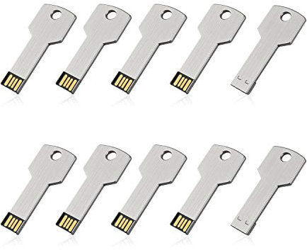 10Pack 8GB 8G USB Flash Drive Metal Key Design Metal Key Shaped Memory Stick USB 2.0 Silver, 8G