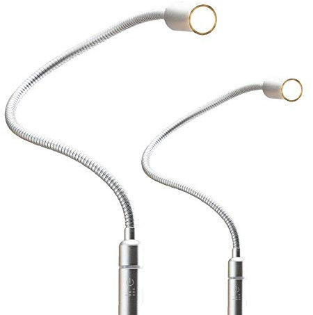 kalb Material für Möbel 3W LED Bettleuchte dimmbar Leseleuchte Nachttischlampe Bettlampe Leselampe, Auswahl:2er Set silbergrau