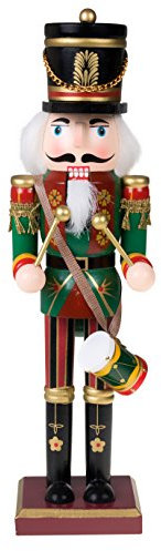 Traditional Drummer Soldier Nutcracker by Clever Creations |Wearing Green Uniform With Drum | Collectible Wooden Christmas Nutcracker | Festive Holiday Decor |100% Wood | 12” Tall