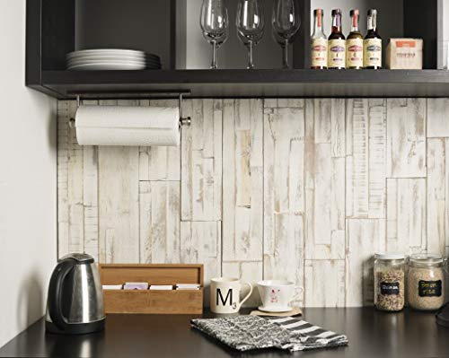 mywoodwall 3D Wandverkleidung - Holz - Weiß - Selbstklebend - Brushed Coral - Moderne Wandpaneele - Vintage - Umweltfreundlich (13 Paneele - 0,98 m²)