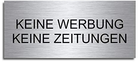 Echtes Edelstahl Briefkasten-Schild Keine Werbung Keine Zeitungen (D10)