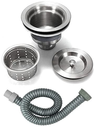 Sifone con scarico a S per lavello, lavello, scarico profondo, con cestello (battistrada da 20 mm con tubo e sifone a S)