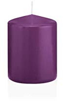 INNA-Glas Candela votiva/Candela a Colonna Maeva, Viola, 8cm, Ø6cm, 29h - Made in Germany - Candela di Cera/Candela Decorativa