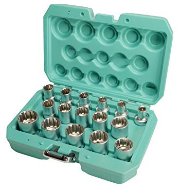 Gearlock Socket Set 1/2 inch 16 pcs by WIESEMANN 1893 I XZN Socket Set Made of Q-30 Steel I Sockets I with Practical Tool Box I 81505