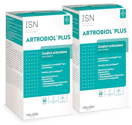ISN - Artrobiol® Plus - Complément alimentaire à base de Glucosamine, Chondroïtine, Harpagophytum - Souplesse des Articulations - Maintien du Cartilage & Ossature - Lot de 2