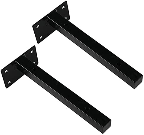YFZN Schmiedeeiserne Regalhalterungen (2 Stück), 2x2cm Vierkantrohr, Wandhalterung, Schwebende Regalträger, Platzsparend, Weiß, Schwarz, 10cm, 15cm, 20cm, 25cm, 30cm, 35cm, 40cm, 50cm