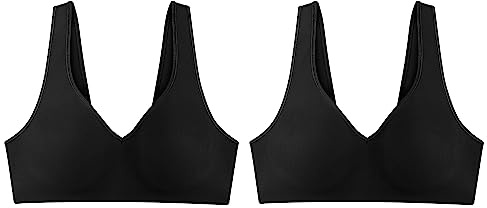 Hanes Bygellös bh för damer, mjuk bekväm t-shirt-bh med full täckning, 1-pack/2-pack, XXL
