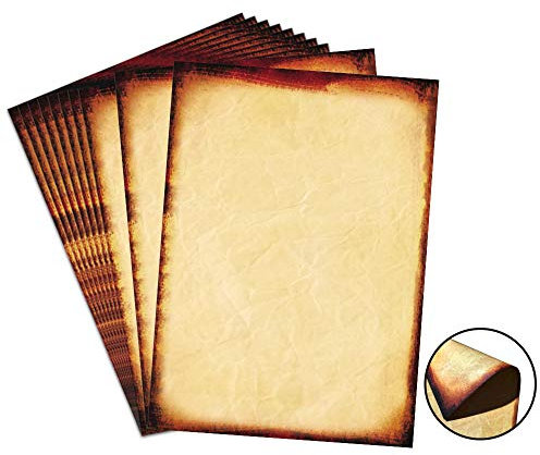 48 Pack Antique Stationary Paper 8.5x 11 Double Sided Parchment Vintage Paper for Writing and Printing, Old Fashion Aged Scrapbook for Journal, Calligraphy, Invitations and Certifications