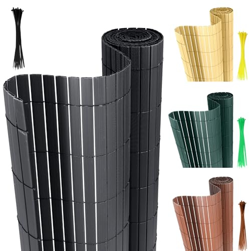 SWANEW Canisse en PVC Brise Vue, Intimité Paravent de Jardin, Piscines, Balcon e Terrasse, Décorative Palissade en PVC Résistant aux UV, Coupe-Vent, Résistant aux intempéries, Gris (180 x 500 cm)