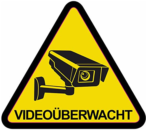 Samunshi® Aufkleber Videoüberwacht Dreieck Gelb - Schild Sticker - Hinweisschild Warnschild Vorsicht vor: Kameraüberwachung Überwachungskamera Alarmanlage Alarmgesichert - 20x20cm mehrfarbig