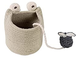Lorena canals Babyfrog Toy Kinderkorb für Kinder, handgefertigt, aus Baumwolle, Farbe: Olive, Größe: Ø9 x 10 cm