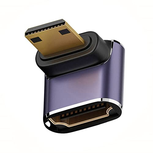 chenyang Mini adaptateur convertisseur HDMI 2.1, mini HDMI mâle vers HDMI femelle 90 degrés UHD coudé