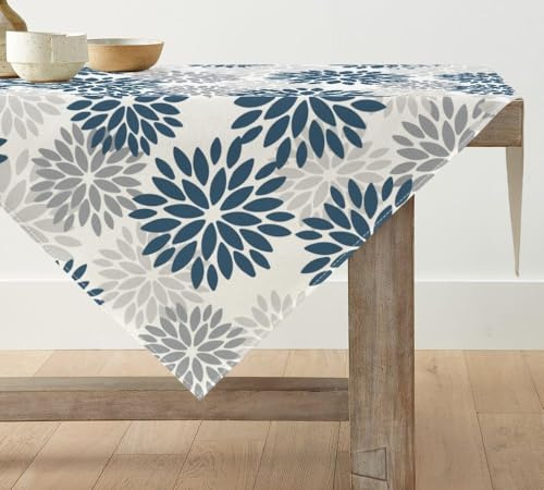 Artoid Mode Blumen Tief Blau Dahlien Winter Tischwäsche, Saisonnal Küche Tisch Dekoration Drinnen Urlaub Party Dekor 85x85 cm