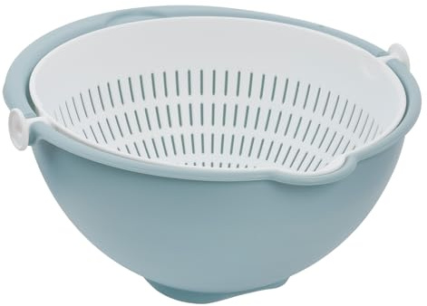 keeeper 2-in-1 Schüssel und Sieb, Groß, Spülmaschinengeeignet, Stella, Nordic Blue (Blau)