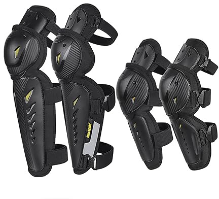 Knee and Elbow Pads Motorcycle Motorcycle Protective Gear for Adults All Seasonal Hard Collision Avoidance Motocross Racing Knee Protector Shin Guards (YEL*BLK)
