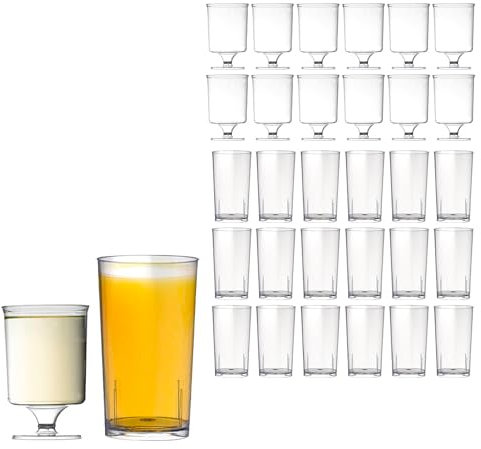 Pack de 200 Verres : 100 Verres a Vin 17cl + 100 Gobelets Plastique 20cl Tube - Pour Vin, Apéritif - Recyclables - Transparent, Fabriqué en France Matière de Haute Qualité - Prise en Main Facile