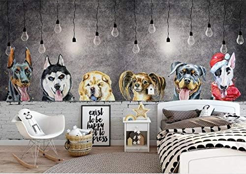 Papel Pintado De Animales De Perro Lindo Nórdico Minimalista Moderno Papel De Pintura De Fondo De Habitación De Niñ Pared Pintado Papel Tapiz 3D Decoración Dormitorio Fotomural Sala Mural-430cm×300cm