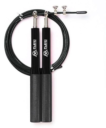 Flexi Muscles Jump Rope for Fitness - High-Speed Adjustable Length Skipping Rope with Ergonomic Handles - for Boxing, Weight Loss, Cardio & Home Gym Workouts