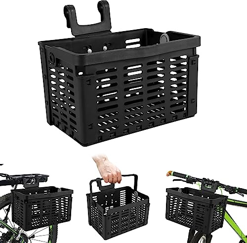 NISHZHU Cesta Trasera Plegable para Bicicleta, Negra, 31,5 X 22,5X20,5 Cm / 12,4 X 8,8 X 8,0 Pulgadas (Abierta) Cestas Universales para Bicicletas, Almacenamiento de Bicicletas