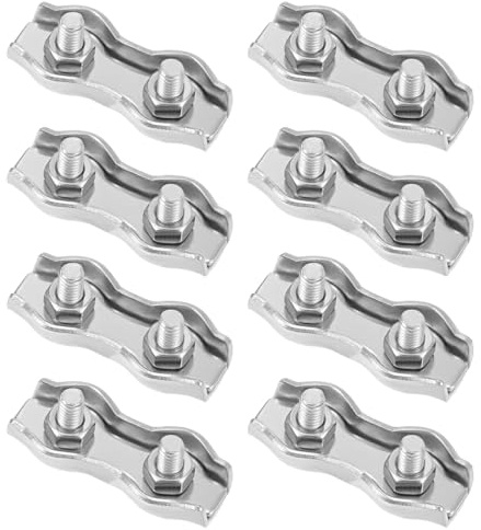 8 Piezas M3 Abrazadera de Cable de Acero Inoxidable, Abrazadera de Cable Dúplex, Doble Clip de Cuerdas, Abrazadera de Sujeción de Cable de Freno, Clip de Cuerdas de Alambre, Para Tendederos