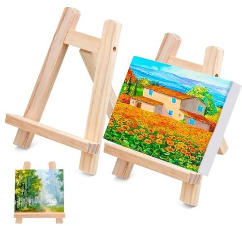 JIAAXYC Staffeleien, 2 Stück Mini-Holzstaffelei, Kleine Tischstaffelei, Staffelei aus Holz, Schreibtisch-Staffelei, für Visitenkarten, Fotoalben, Tischdekorationen, 15x20cm