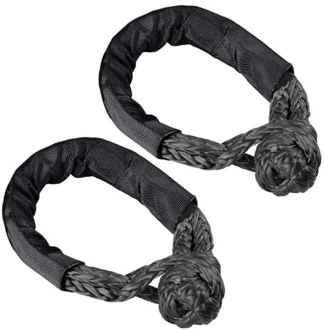 MZZYG Corde D'Attelage Kit De Récupération De Manille Souple 2 Pièces Manille De Récupération Souple avec Manchon De Protection Manilles Souples for Voile ATV SUV 4X4 Camion Facile à Utiliser(Black)
