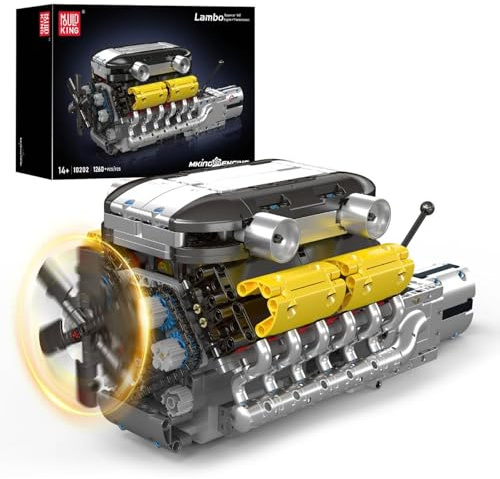 Mould King 10202 Technik Auto-Motor Bausteine Modell, 1260 Teile Klemmbausteine Car Engine Spielzeug Set als Geschenk und Sammlerstücke (ab 14 Jahren Jungen/Mädchen)
