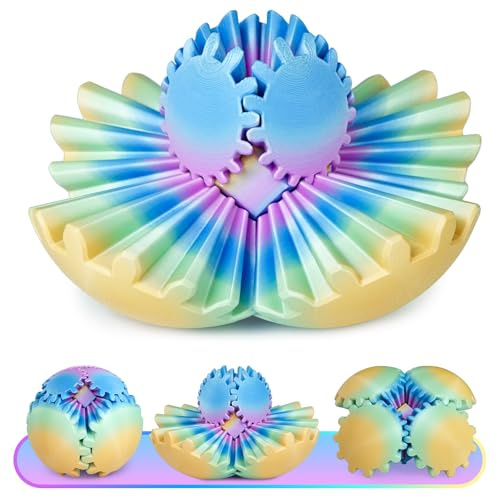 Bunte Fidget Spielzeuge Gear Ball 3D gedruckte Gear Kugel Stressabbau Coole Büro Schreibtisch Gadgets Entspannendes Geschenk Erwachsene Kinder Weihnachten Ostern Geburtstag (Ozean Aurora, 8,5cm)