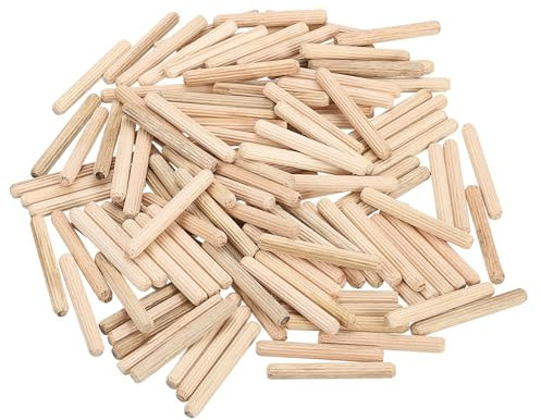 QUARKZMAN 150 tasselli in legno, 1/4 x 1-3/4, bastoncini di legno, perni di collegamento per mobili, tasselli in legno con scanalatura per artigianato, progetti fai da te