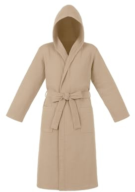 KASANOVA Badrock med huva bomull L/XL, taupe spa