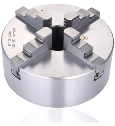 Lathe Chuck 200mm 4-Jaw Self-Centering Lathe Chuck K12-200 Manual Scroll for Bench Lathe(K12-200A)