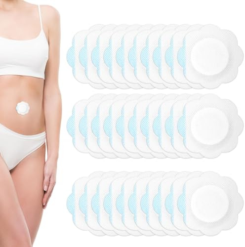 Lyreh 30pz Cuscinetti per Olio di Ricino, 7cm Non Riutilizzabili Altamente Assorbenti Tessuto Non Tessuto Cerotti Adesivi per Olio di Ricino in Cerotti Solo(Stile Forma Fiore)