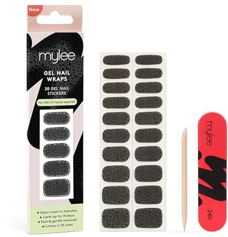 Mylee Gel Nail Wraps [Wild at Heart] - 20 Pre-Cured Gel Stickers | Instant Mani, No Lamp Needed, Chip-Resistant, Glossy Finish, Lasts Up to 14 Days, Easy to Apply - Vegan & Cruelty-Free