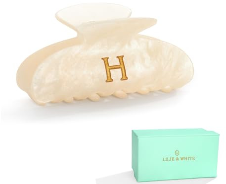 LILIE&WHITE Damen Haarklammer mit Buchstabe H – Handgefertigter Haarclip in Perlmutt-Optik, Stilvolles und persönliches Haar-Accessoire für Frauen, Für Alltag & besondere Anlässe
