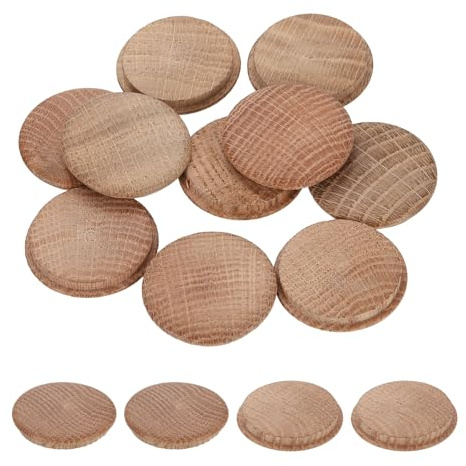 sourcing map 20 tapones de botón de madera, tapón de rosca de madera dura de 38 mm, tapones de madera de hongo, tapones de madera de roble para muebles, carpintería, decoración de manualidades (43 mm