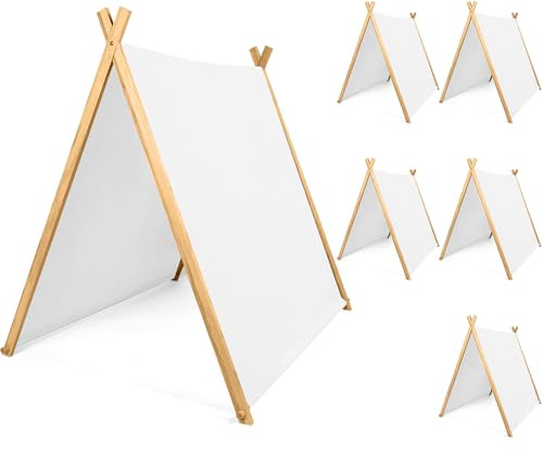 Wesnoy 6 Pack Teepee Tents Bulk, Sleepover Play Tents Washable Foldable Teepee Shelter for Indoor Outdoor Slumber Pajama Party(White)