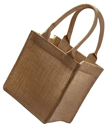 COLLBATH Bolsa de Yute con Asas Pequeña 22x15x23 Cm Algodón y Arpillera Resistente Multiusos para Compras y Bodas Reutilizable Ecológica