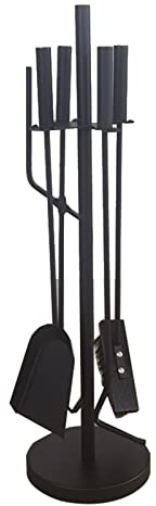 Juego de 5 Herramientas para Chimenea, Soporte para fogatas, fogatas y Estufas, Color Negro, Incluye atizador, Pinzas, Cepillo y Pala.