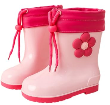 Hixingo Stivali Pioggia Bambino Inverno, Rain Boot Kids, Stivali Pioggia Bambina e Bambino Antiscivolo, per Bambini Leggeri, per All'aperto, Piovere (Rosso rosa,30)